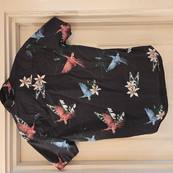 Ted Baker London Mens Tropical Floral Birds Short Sleeve Button Down Shirt Large - Picture 2 of 6